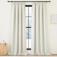 1 x RAW Customer Returns PONY DANCE Linen Look Curtain White Opaque Ruffle Tape Curtains Set of 2 Opaque Curtains Living Room Short Blackout Curtains Country Style Blackout Curtains, H 160 x W 140 cm, Ivory White - RRP €38.27