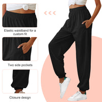 1 x RAW Customer Returns FEOYA jogging bottoms women s black jogging bottoms women s loose fit jogging bottoms women s high waist leisure trousers sports trousers long sweatpants sweatpants women s cotton training trousers fitness - RRP €29.99