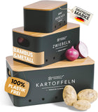 1 x RAW Customer Returns Homety potato storage box set of 3 - keeps vegetables fresh longer - the ideal way for onion potato storage and garlic storage black  - RRP €54.97