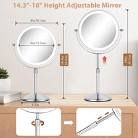 1 x RAW Customer Returns FFowcye 8 makeup mirror with lighting, 1X 10X magnifying mirror with light, adjustable height, 360 rotating cosmetic mirror with touch switch USB charging, mirror dressing table stand - RRP €44.99