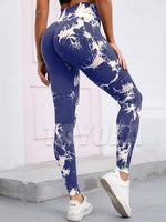 1 x Brand New TAYOEA Damen Tie Dye Scrunch Leggings Yoga Lange Leggings Slim Fit Fitnesshose Sporthosen Blickdicht Sport Yogahose Nahtlos Push up Leggings Hohe Taille bung Fitness Joggen, Tie Dye Dunkelblau,S - RRP €26.99