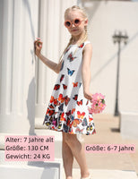 1 x RAW Customer Returns AIDEAONE Girls Dresses Butterfly Sleeveless Summer Dress Cute A-line Dress 6-7 Years M  - RRP €19.15