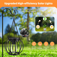 1 x RAW Customer Returns NEEMO Outdoor Solar Lanterns, 2 Pieces Metal Solar Garden Lights with LED Bulb, Auto on off Solar Garden Lamp with Hook and Chain for Terrace Lawn Balcony Garden Decoration - RRP €29.99