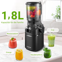 1 x RAW Customer Returns AMZCHEF Automatic Extractor, 135MM Opening and 1.8L Capacity Whole Fruit and Vegetable Extractor, 250W Professional Juice Extractors with Triple Filter - Black - RRP €221.81