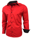 1 x RAW Customer Returns Baxboy Men s Shirt Slim-Fit Easy-Iron For Suit, Business, Wedding, Leisure - Long Sleeve Shirts for Men Long Sleeve Shirt R-44, Color Red, Size XL - RRP €27.58