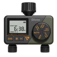 1 x RAW Customer Returns Diivoo Irrigation Computer 2 Outputs, Water Timer with Rain Delayed Manual Automatic Mode, Flexible Irrigation Frequency Irrigation Timer, Irrigation Timer for Garden - RRP €39.99