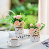 1 x RAW Customer Returns BLOSMON artificial flowers in pot decoration 2 pieces mini champagne artificial roses artificial flowers with vase for table decoration living room home decoration fake flower plants bedroom wedding party decor - RRP €24.98