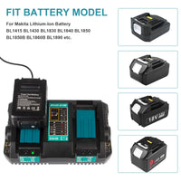 1 x RAW Customer Returns 4A 14.4V 18V Dual Port Replacement Charger for Makita ASUNCELL DC18RD Li-ion Battery Fast Charger Double Charger BL1415 BL1430 BL1830 BL1840 BL1850 BL1850B BL1860B EU Plug 110-230V  - RRP €39.31