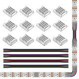 1 x RAW Customer Returns SEZO LED Strip Connector Kit LED Corner Connector 12PCS SMD 4PIN 10mm Transparent Gapless Solderless Board to Board Board to Wire Connectors 4PCS 15cm long 22AWG extension wire - RRP €10.07