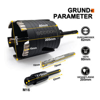 1 x RAW Customer Returns GVHAKG diamond core bit, box countersink core bit, SET 82mm segment height 10mm, slotted on the side, with centering drill 10x120 mm, for electrical flush-mounted boxes in concrete, masonry and stone - RRP €39.0