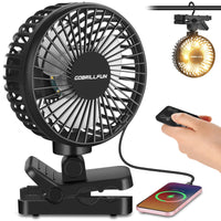 1 x RAW Customer Returns 5 Inch Portable Clip On Fan with 4000mAh Rechargeable with Power Bank Function, Remote Control, LED Lights, Timer, 4 Gears - Perfect for Strollers, Golf Carts, Offices, Camping and Travel - RRP €23.99