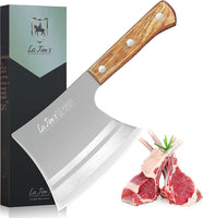 1 x RAW Customer Returns LA TIM S cleaver, 0.9KG heavy cleaver with hand-forged carbon steel, butcher knife for chopping bones, solid wood handle - RRP €37.3