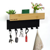 3 x Brand New aullalah wooden key board with shelf - key holder black steel - key board with 6 hooks - key holder wall for hallway and entrance area - RRP €38.31