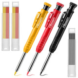 1 x RAW Customer Returns Hiboom 3 Deep Hole Marker Pencils Carpenter s Pencils with 21 Leads Oil-Based Mechanical Pencil with Built-in Sharpener Construction Site Pens with Design Yellow, Red, Black Cover  - RRP €15.99