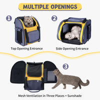 1 x RAW Customer Returns PETTOM Pet Backpack Pet Carrier Bag Oxford Material Backpack for Dogs and Cats, Adjustable and Foldable Airline Approved Dog Backpack for Travel and Outdoor Gray Yellow  - RRP €40.25