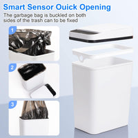 1 x RAW Customer Returns Intelligent 12L Sensor Kitchen Trash can - Trash can with sensor technology, touchless waterproof - for office bathroom - Trash can with lid no noise function - white - RRP €35.28