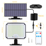 1 x RAW Customer Returns ZEEQII solar lamps for outdoor use, 208 LED solar light, IP65 waterproof LED solar light with motion detector, solar spotlight for outdoor use with remote control for garden patio with 5M cable - RRP €19.59