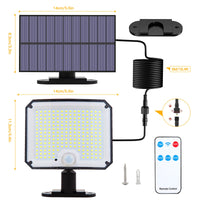 1 x RAW Customer Returns ZEEQII solar lamps for outdoor use, 208 LED solar light, IP65 waterproof LED solar light with motion detector, solar spotlight for outdoor use with remote control for garden patio with 5M cable - RRP €19.27