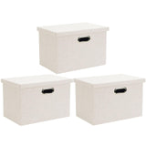 1 x RAW Customer Returns Wintao storage box with lid, foldable storage boxes beige, large 44 x 31 x 29 cm, 3 pieces - RRP €37.3