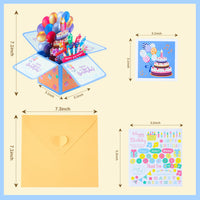 1 x RAW Customer Returns Jostift Birthday Card with Music, 3D Pop Up Singing Card with Lights and Music, Blowable LED Light Candle Card for Children, Women, Men, Girlfriend, Mom Blue  - RRP €9.67