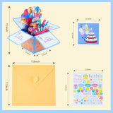 1 x RAW Customer Returns Jostift Birthday Card with Music, 3D Pop Up Singing Card with Lights and Music, Blowable LED Light Candle Card for Children, Women, Men, Girlfriend, Mom Blue  - RRP €9.67