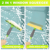 1 x RAW Customer Returns 160cm 63 Telescopic Window Squeegee Window Cleaner Kit 2 in 1 Squeegee Brush with Silica Squeegee Sponges Professional Glass Cleaning for Interior and Exterior Windows Glass Shower, Without Traces - RRP €18.61