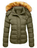 2 x Brand New SZORY Women s Winter Coat Short Thick Warm Jacket with Detachable Faux Fur Hood Army Green,S  - RRP €45.6