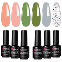 26 x Brand New Mobray Semi-Permanent Nail Polish Set Winter, 6 Colors Macaron, Pink Green Glitter Silver Semi-Permanent Nail Polishes, Soak Off UV LED Nail Gel Polish, Gel Polish 8ml - RRP €468.0