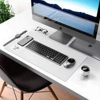 1 x RAW Customer Returns Aothia Desk Pad Large Mouse Pad Desk Mat Office Desk Pad Writing Pad Double-Sided Use PU Leather Waterproof 91 x 43 cm, White  - RRP €19.86