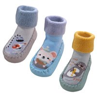 1 x Brand New Maeau Baby Non-Slip Cotton Socks Warm Slippers Baby Girl Winter Socks Long Slippers Plush Autumn Newborn Toddler Boy Dinosaur Mouse Gray Blue Green 01 2.5-3 Years - RRP €25.99