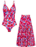 1 x RAW Customer Returns GRACE KARIN Women s Elegant Two-Piece Swimsuit with Straps V Neck for Beach Red M - RRP €35.38