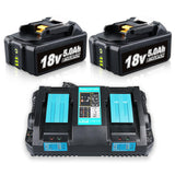 1 x RAW Customer Returns 2pcs 5.0Ah 18V Li-Ion Replacement Batteries for Makita BL1860B 14.4V-18V 3.5A DC18RD Charger for Makita 18V BL1860 BL1850 BL1840 BL1830 BL1815 Battery - RRP €88.98