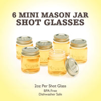 1 x RAW Customer Returns Smiths Mason Jars Chupitos Mini Mason Jars with Lids - Chupitos Shot Glasses Pack of 6 - Mini Jam Jars with Lids for Vintage Themed Parties - Premium Food Grade Glass - RRP €15.17