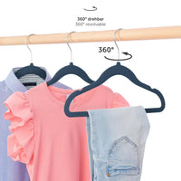 1 x RAW Customer Returns Laleni set of 30 narrow children s clothes hangers with velvet cover - non-slip clothes hangers for children, space-saving baby clothes hangers, 360 rotatable, dark blue - RRP €18.14