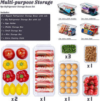 1 x RAW Customer Returns Masthome Refrigerator Organizer Set of 9, Transparent Refrigerator Box with Lid, Kitchen Storage Box BPA-Free Kitchen Cabinet Organizer for Pantry and Refrigerator, Includes 1 Cleaning Cloth - RRP €38.93