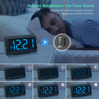 1 x RAW Customer Returns Plumeet Digital LED Alarm Clock with Dimmer and Snooze Function, Adjustable Sound and Brightness, 13 cm Large Blue Display, Bedside Clock with USB Port Phone Charger Baby Blue  - RRP €23.99