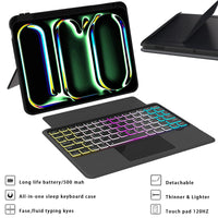 1 x RAW Customer Returns ROOFEI Keyboard Case for iPad Pro 11 inch M4 2024 Removable Magnetic Keyboard with Touchpad 3-Zone 7-Color Lighting - Wireless German QWERTZ Layout Keyboard for 2024 iPad Pro 11 M4 - RRP €69.98