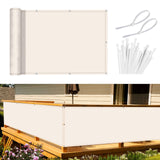 1 x RAW Customer Returns Sunnylaxx Balcony Privacy Screen 90x800 cm, Privacy Screen, PES Balcony Privacy Cover Fence, for Balcony Garden Terrace, with Eyelets and Cable Tie, Cream - RRP €32.59