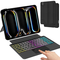 1 x RAW Customer Returns ROOFEI Keyboard Case for iPad Pro 11 inch M4 2024 Removable Magnetic Keyboard with Touchpad 3-Zone 7-Color Lighting - Wireless German QWERTZ Layout Keyboard for 2024 iPad Pro 11 M4 - RRP €69.98