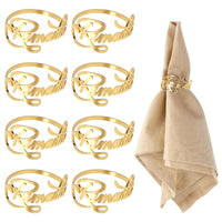 50 x Brand New HONMOK 8PCS Napkin Ring Gold Metal Napkin Rings Table Napkin Holder Decorations Adjustable Napkin Holder for Wedding Party Thanksgiving - RRP €1140.0