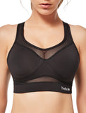 1 x RAW Customer Returns Yvette Sports Bra Strong Support Mesh Racer Back Large Breasts Without Underwire Bustier for Fitness Running Yoga, Black, 2XL DF fit 95D 95E 95F - RRP €29.23