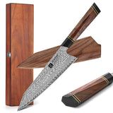 1 x RAW Customer Returns XINZUO Damascus steel 21.5cm chef s knife, hand-forged Kiritsuke chef s knife professional kitchen knife desert ironwood handle with black walnut sheath and acacia wood box - RRP €159.99