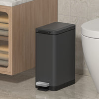 1 x RAW Customer Returns Mbillion Bathroom Trash Can 10 Liter Slim Design Pedal Bin with Strong Pedal, Stainless Steel Rectangular Trash Can Dark Gray - RRP €40.33