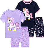 3 x Brand New Little Hand Children s Pajamas Girls Short Summer Sleepwear Two-Piece Unicorn Flamingo Cat Short Pajamas Cotton 110 - RRP €82.8