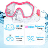 1 x RAW Customer Returns Diving Goggles Children - Snorkel Set Children Safety Breathing Dry Snorkel, Snorkel Children Anti-Fog Panoramic Wide View Diving Mask Anti-Leak from Years 5-12 for Diving, Snorkeling and Swimming - RRP €19.15