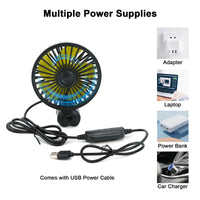 1 x RAW Customer Returns Qidoe Car USB Fan Back Seat 360 Car Cooling Fan 3-Speed Mini Fan Powerful Quiet 12V BATTERY Air Fan for Car Home Office for 12 volt Truck Motorhome Boat Caravan - RRP €20.26