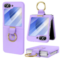 1 x RAW Customer Returns HWeggo Phone Case for Samsung Galaxy Z Flip 6 Case, Ultra Thin PC for Samsung Z Flip 6 Protective Case with Outer Screen Protector and Ring, Shockproof-PURPLE - RRP €18.46