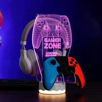 1 x RAW Customer Returns Luminous Headphone and Controller Holder, 3D LED Lights, Headphone Gamepad Stand, Game Controller Hanger for All Universal Gaming PC Accessories, Xbox PS4 PS5 Nintendo ONE Switch - RRP €34.58