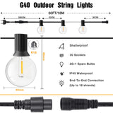 1 x RAW Customer Returns LED outdoor fairy lights, 18M 60FT outdoor fairy lights with 30 1 G40 LED ball bulbs, IP45 waterproof garland lights for outdoor use for garden, wedding, party, outdoor FANSANMY - RRP €38.38