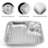 1 x Brand New Hivexagon 2 Pcs Fried Food Dip Plates Dipping Plates with Removable Oil Water Strainer Drainage Tray Made of 304 Stainless Steel Taste Better and Eat Healthier for Party and Picnic 24 24 cm - RRP €20.4